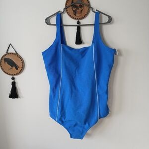 NWT Vintage Nylon Spandex Penningtons Vibrant Blue One Piece Swimsuit
